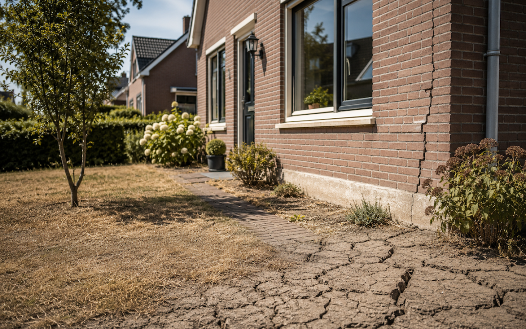 Scheuren door droogte kunnen wijzen op beweging in de fundering